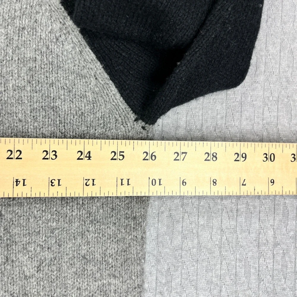Vintage J. Crew Sweater Mens XL Gray Black 100% Wool Quarter Zip Raglan Pullover
